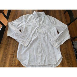 Mens Textured 55 Broome L Button Down Oxford Vertical Stripe Gray Shirt